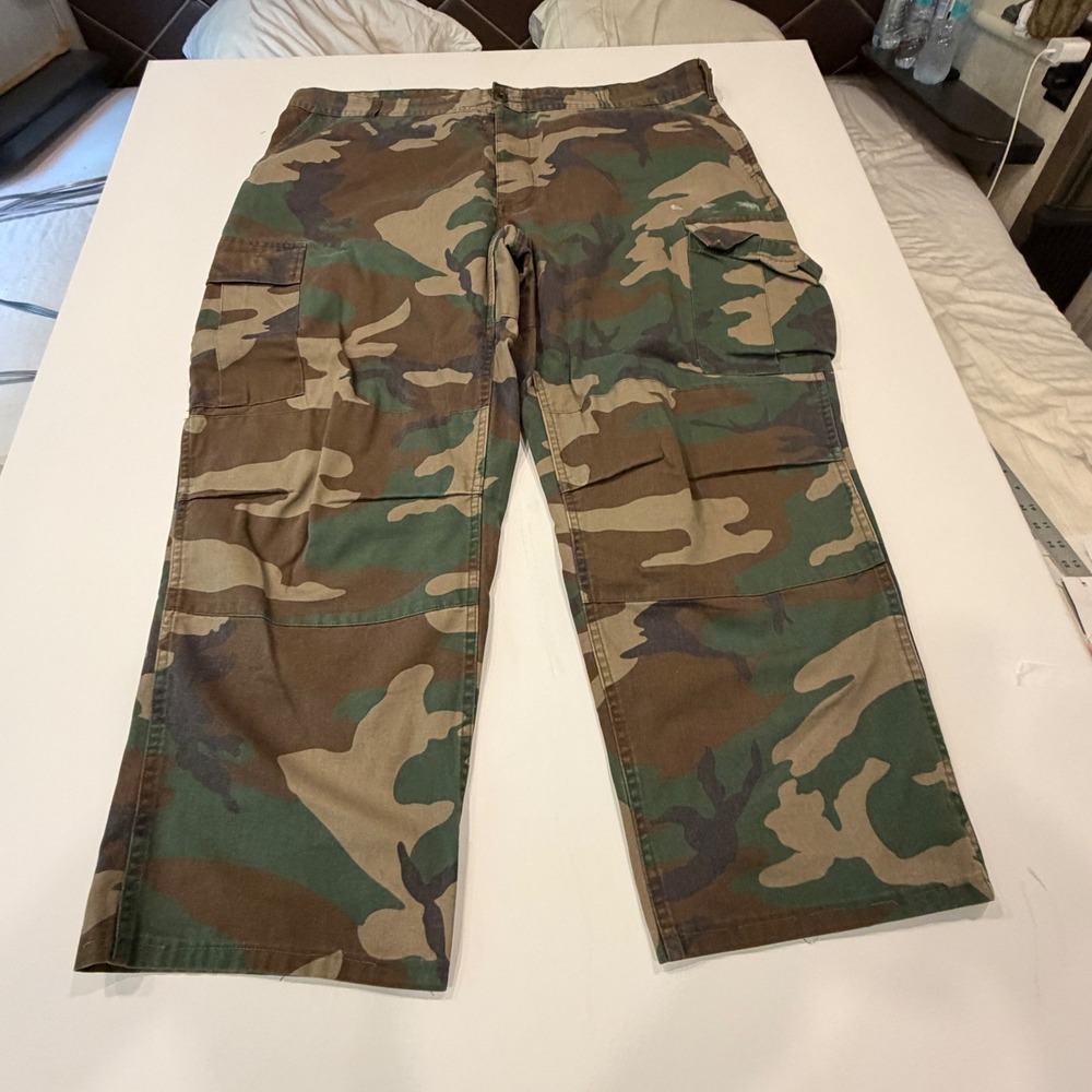Vintage Military Woodland Camo Cargo Pants Mens Large Regular Adjustable Waist